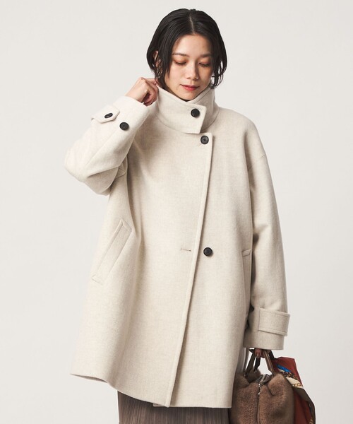 green label relaxing（グリーンレーベルリラクシング）の「［size SHORT/TALLあり］＜1_OF MINE＞スタンドカラー コート（その他アウター・レディース・ダークブラウン/ダークグレー/ナチュラル/モカ・SHORT/36/38/TALL）」の4枚目の写真
