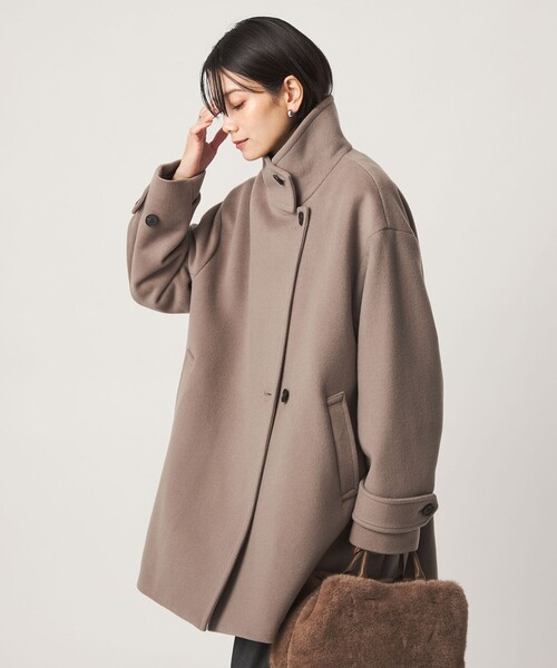 green label relaxing（グリーンレーベルリラクシング）の「［size SHORT/TALLあり］＜1_OF MINE＞スタンドカラー コート（その他アウター・レディース・ダークブラウン/ダークグレー/ナチュラル/モカ・SHORT/36/38/TALL）」の3枚目の写真