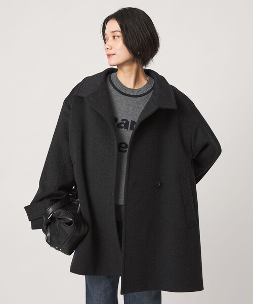 green label relaxing（グリーンレーベルリラクシング）の「［size SHORT/TALLあり］＜1_OF MINE＞スタンドカラー コート（その他アウター・レディース・ダークブラウン/ダークグレー/ナチュラル/モカ・SHORT/36/38/TALL）」の5枚目の写真