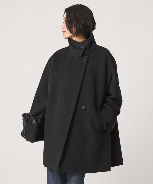 green label relaxing（グリーンレーベルリラクシング）の「［size SHORT/TALLあり］＜1_OF MINE＞スタンドカラー コート（その他アウター・レディース・ダークブラウン/ダークグレー/ナチュラル/モカ・SHORT/36/38/TALL）」の9枚目の写真