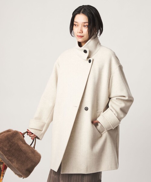 green label relaxing（グリーンレーベルリラクシング）の「［size SHORT/TALLあり］＜1_OF MINE＞スタンドカラー コート（その他アウター・レディース・ダークブラウン/ダークグレー/ナチュラル/モカ・SHORT/36/38/TALL）」の12枚目の写真