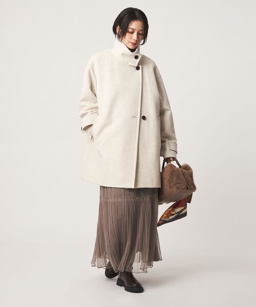 green label relaxing（グリーンレーベルリラクシング）の「［size SHORT/TALLあり］＜1_OF MINE＞スタンドカラー コート（その他アウター・レディース・ダークブラウン/ダークグレー/ナチュラル/モカ・SHORT/36/38/TALL）」の14枚目の写真