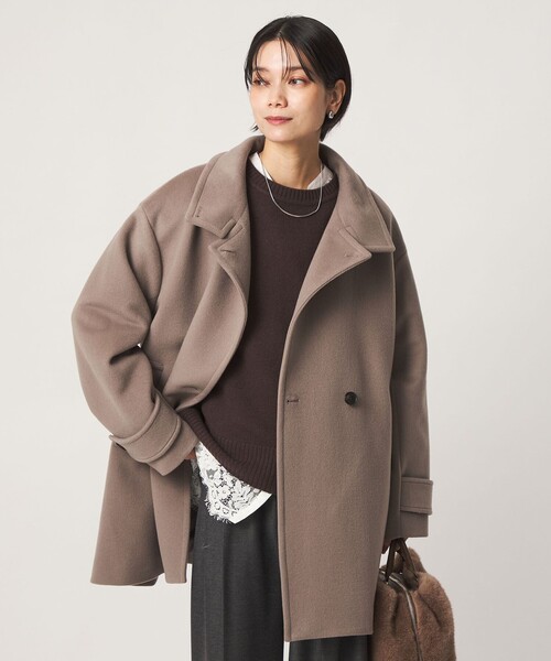 green label relaxing（グリーンレーベルリラクシング）の「［size SHORT/TALLあり］＜1_OF MINE＞スタンドカラー コート（その他アウター・レディース・ダークブラウン/ダークグレー/ナチュラル/モカ・SHORT/36/38/TALL）」の18枚目の写真