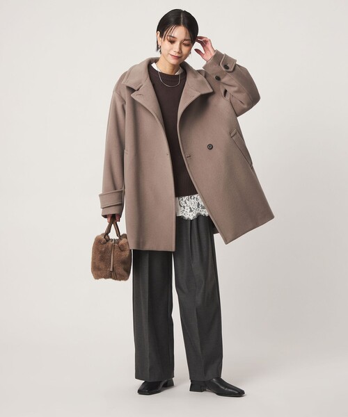 green label relaxing（グリーンレーベルリラクシング）の「［size SHORT/TALLあり］＜1_OF MINE＞スタンドカラー コート（その他アウター・レディース・ダークブラウン/ダークグレー/ナチュラル/モカ・SHORT/36/38/TALL）」の20枚目の写真