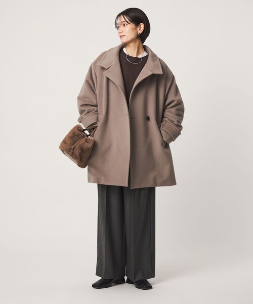 green label relaxing（グリーンレーベルリラクシング）の「［size SHORT/TALLあり］＜1_OF MINE＞スタンドカラー コート（その他アウター・レディース・ダークブラウン/ダークグレー/ナチュラル/モカ・SHORT/36/38/TALL）」の21枚目の写真