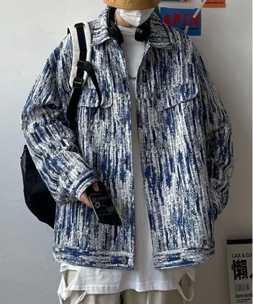 DOUBLE STEAL(ダブルスティール)の「DSグラフィックパターンオーバージャケット(その他アウター・メンズ・ブラック/ブルー・MEDIUM/X-LARGE/LARGE)」の2枚目の写真