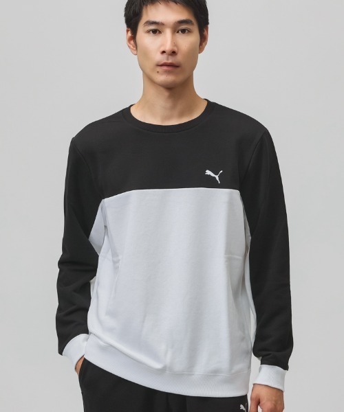 PUMA（プーマ）の「プーマ PUMA ESS スウェットクルー TR（スウェット・メンズ・オリーブ/ブラック×ホワイト/ブラック×グレー・LL/L/3L/S/M）」の3枚目の写真