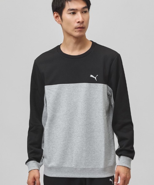PUMA（プーマ）の「プーマ PUMA ESS スウェットクルー TR（スウェット・メンズ・オリーブ/ブラック×ホワイト/ブラック×グレー・LL/L/3L/S/M）」の2枚目の写真