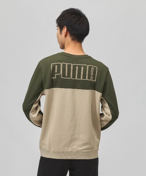 PUMA（プーマ）の「プーマ PUMA ESS スウェットクルー TR（スウェット・メンズ・オリーブ/ブラック×ホワイト/ブラック×グレー・LL/L/3L/S/M）」の4枚目の写真
