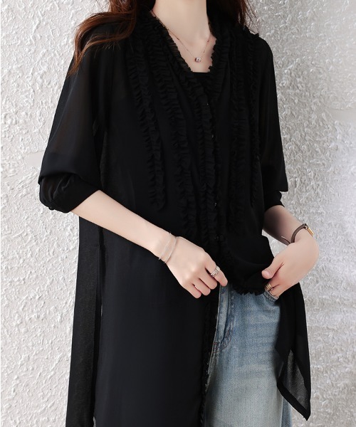 witch(ウイッチ)の「フリルシフォンブラウス(カーディガン/ボレロ・レディース・ブラック・L/XL/XXL)」の9枚目の写真