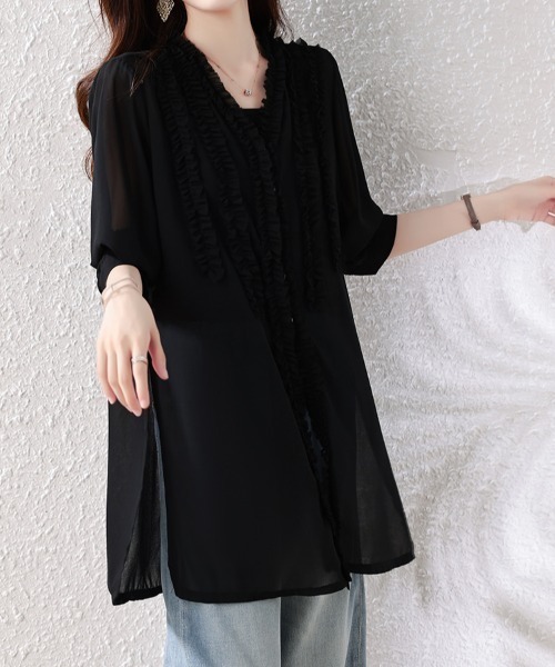 witch(ウイッチ)の「フリルシフォンブラウス(カーディガン/ボレロ・レディース・ブラック・L/XL/XXL)」の10枚目の写真
