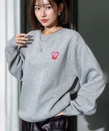 ワンポイント刺繍 ふんわり裏起毛ゆったりスウェットトレーナー
