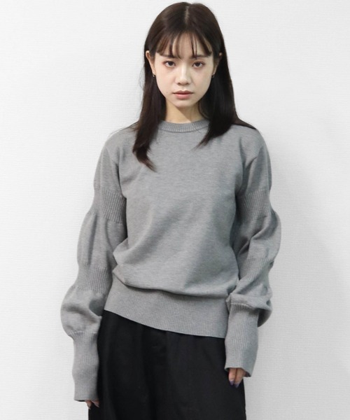 THE CELL.(ザセルドット)の「【アンチピリング糸】 ダブルパフスリーブニット ANTI-PILLING YARN DOUBLE PUFF SLEEVE KNIT(ニット/セーター・レディース・ブラック/グレー/モカ/レッド・FREE)」の3枚目の写真