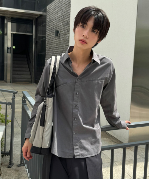SIGNATURE（シグネチャ）の「カーブドパネルシャツ[グレー]（シャツ/ブラウス・レディース・その他・MEDIUM/LARGE）」の3枚目の写真