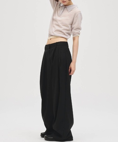 TODAYFUL(トゥデイフル)の「【TODAYFUL/トゥデイフル】Lightweight Tuck Trousers/ライトウェイトタックトラウザーパンツ(スラックス・レディース・ブラウン/ブラック・36/38)」の5枚目の写真