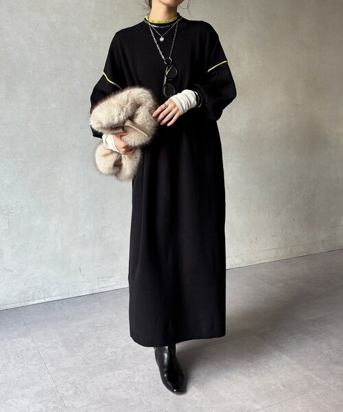 DouDou(ドゥドゥ)の「【WEB限定】配色オーバーサイズロングワンピース(ワンピース・レディース・ライトグレー/グレー/ブラック・FREE)」の2枚目の写真