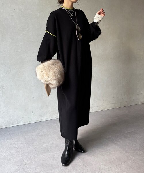 DouDou(ドゥドゥ)の「【WEB限定】配色オーバーサイズロングワンピース(ワンピース・レディース・ライトグレー/グレー/ブラック・FREE)」の5枚目の写真