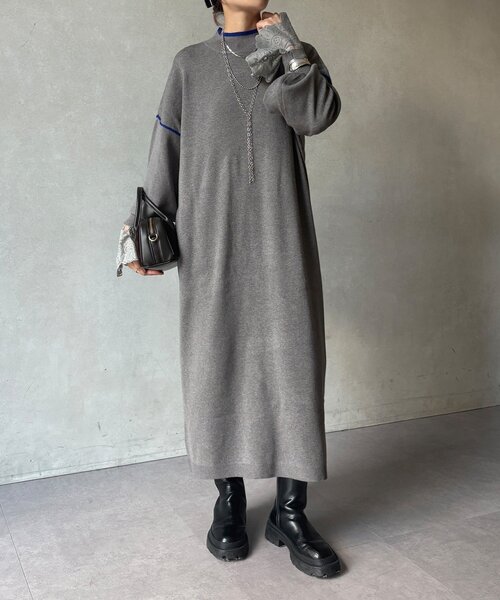 DouDou(ドゥドゥ)の「【WEB限定】配色オーバーサイズロングワンピース(ワンピース・レディース・ライトグレー/グレー/ブラック・FREE)」の13枚目の写真