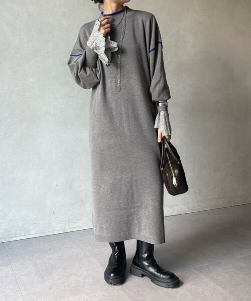 DouDou(ドゥドゥ)の「【WEB限定】配色オーバーサイズロングワンピース(ワンピース・レディース・ライトグレー/グレー/ブラック・FREE)」の15枚目の写真