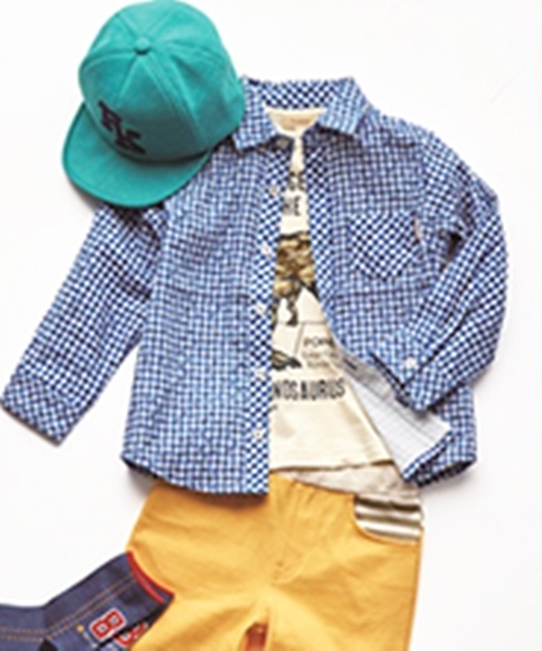 HusHusH（ハッシュアッシュ）の「Wガーゼギンガムシャツ（シャツ/ブラウス・キッズ・ブルー/レッド/ブラック・13/12/11/90/10）」の2枚目の写真