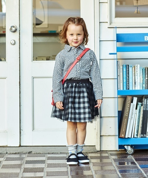 HusHusH（ハッシュアッシュ）の「Wガーゼギンガムシャツ（シャツ/ブラウス・キッズ・ブルー/レッド/ブラック・13/12/11/90/10）」の6枚目の写真