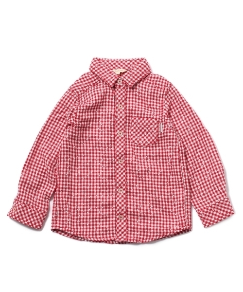 HusHusH（ハッシュアッシュ）の「Wガーゼギンガムシャツ（シャツ/ブラウス・キッズ・ブルー/レッド/ブラック・13/12/11/90/10）」の3枚目の写真