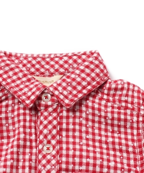 HusHusH（ハッシュアッシュ）の「Wガーゼギンガムシャツ（シャツ/ブラウス・キッズ・ブルー/レッド/ブラック・13/12/11/90/10）」の12枚目の写真