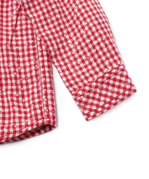HusHusH（ハッシュアッシュ）の「Wガーゼギンガムシャツ（シャツ/ブラウス・キッズ・ブルー/レッド/ブラック・13/12/11/90/10）」の13枚目の写真