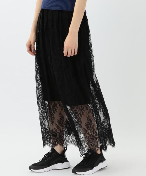 Another Edition（アナザーエディション）の「レースロングスカート/AEMFC LACE LONG SK◆（スカート・レディース・オフホワイト/ブラック/ベージュ・FREE）」の2枚目の写真