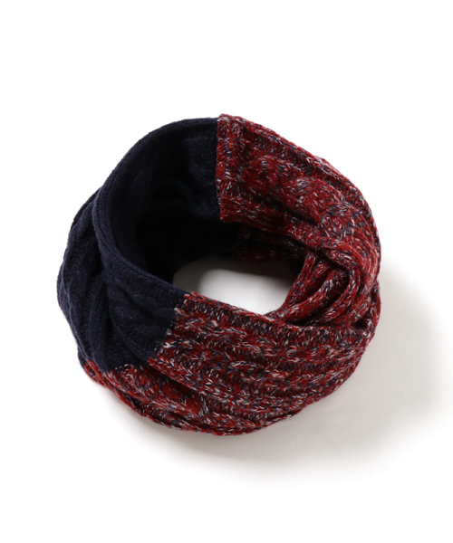 BEAMS（ビームス）の「BEAMS / ケーブル×ミックス 2トーン スヌード 16FW（ストール/ショール・メンズ・ネイビー/グレー/ブラック・ONE SIZE）」の3枚目の写真