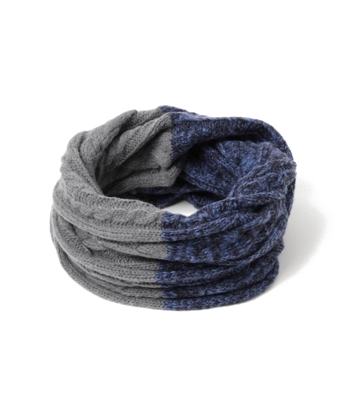 BEAMS（ビームス）の「BEAMS / ケーブル×ミックス 2トーン スヌード 16FW（ストール/ショール・メンズ・ネイビー/グレー/ブラック・ONE SIZE）」の4枚目の写真