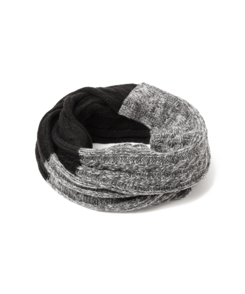 BEAMS（ビームス）の「BEAMS / ケーブル×ミックス 2トーン スヌード 16FW（ストール/ショール・メンズ・ネイビー/グレー/ブラック・ONE SIZE）」の6枚目の写真