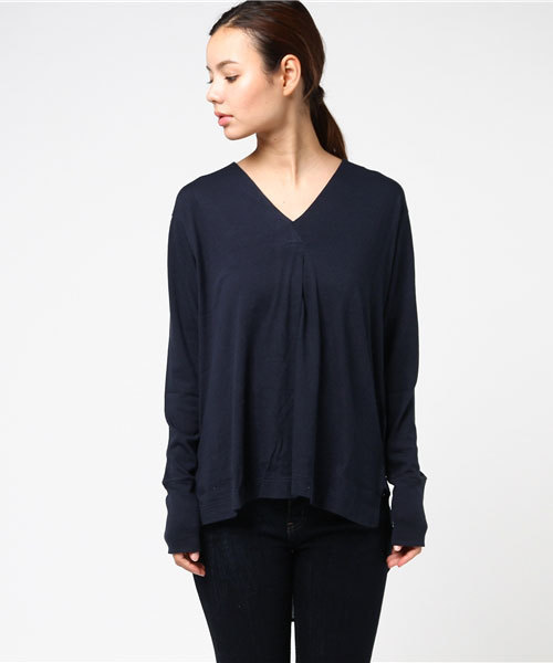 Audition（オーディション）の「M0643 ヨーリュー切り替えフレアープルオーバー（Tシャツ/カットソー・レディース・オレンジ/ホワイト/ネイビー・MEDIUM）」の4枚目の写真