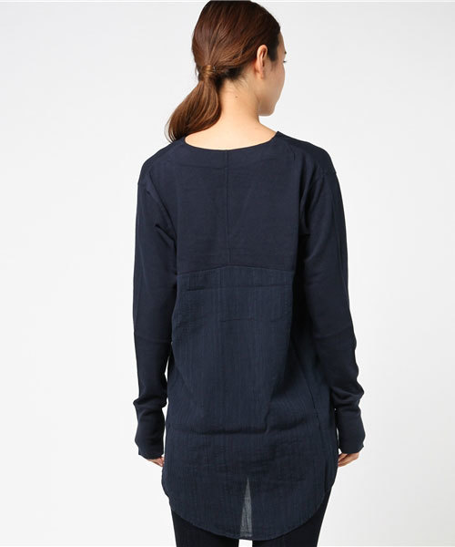 Audition（オーディション）の「M0643 ヨーリュー切り替えフレアープルオーバー（Tシャツ/カットソー・レディース・オレンジ/ホワイト/ネイビー・MEDIUM）」の6枚目の写真