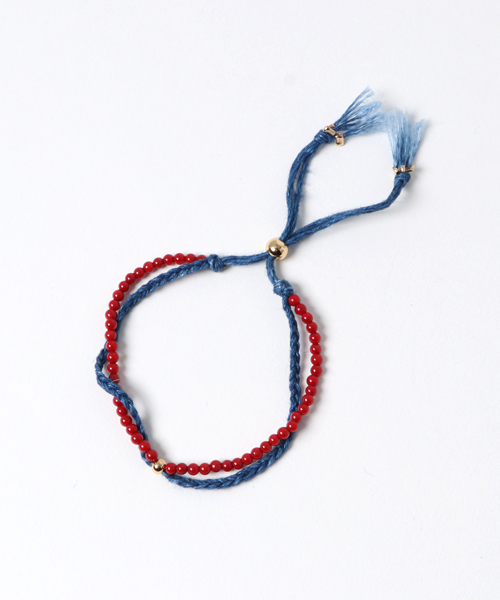 岩座 IWAKURA（イワクラ）の「【岩座】本藍染め 綿麻ブレスレット 藍（ブレスレット・レディース・レッド/ブラウン/ブラック/クリア/ブルー/ターコイズブルー/ホワイト/パープル/ダークブルー・FREE）」の8枚目の写真