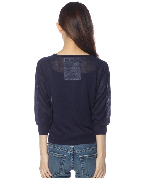 Chico(チコ)の「綿麻マリンクルー7分袖カーディガン(カーディガン/ボレロ・レディース・ホワイト/ベージュ/レッド/ネイビー・FREE)」の5枚目の写真