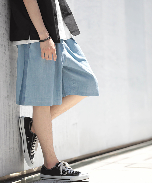 WEGO（ウィゴー）の「WEGO/ラインデニムボリュームショーツ（デニムパンツ・メンズ・ライトインディゴブルー/インディゴブルー・LARGE/MEDIUM）」の16枚目の写真