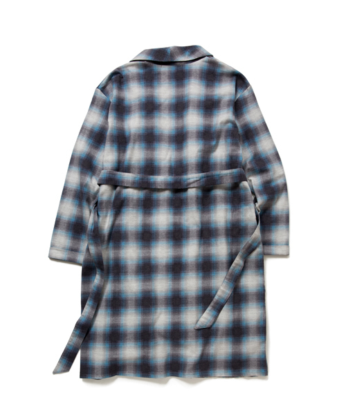 rehacer(レアセル)の「rehacer : Brushed-Check Gown Coat(シャツ/ブラウス・メンズ・ブラウン/ブルー・LARGE/SMALL/MEDIUM)」の4枚目の写真