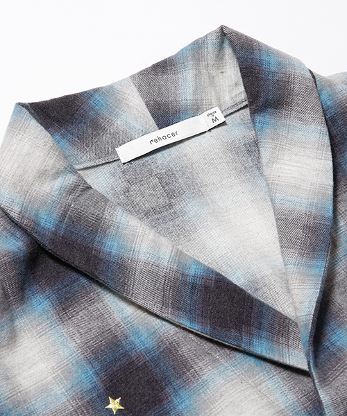 rehacer(レアセル)の「rehacer : Brushed-Check Gown Coat(シャツ/ブラウス・メンズ・ブラウン/ブルー・LARGE/SMALL/MEDIUM)」の8枚目の写真