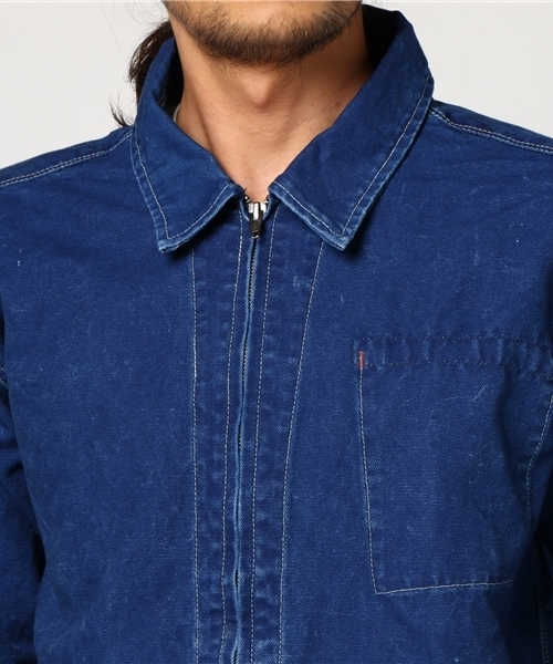 GREEN BOWL（グリーンボウル）の「GREEN BOWL Indigo Duck Full Zip Jacket/グリーンボウルインディゴダックフルジップジャケット（ブルゾン・メンズ・インディゴブルー・36/38/40）」の4枚目の写真