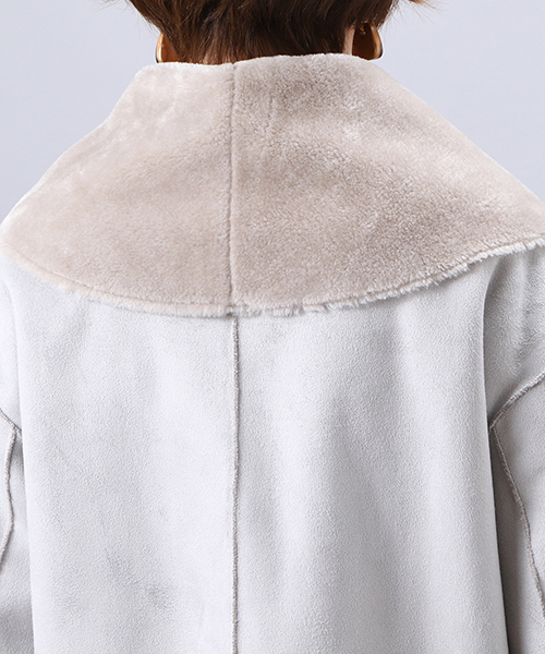 RIVE DROITE（リヴドロワ）の「抜き衿エコムートンコート（ムートンコート・レディース・ライトグレー/チャコール/ライトベージュ・ﾌﾘ-）」の9枚目の写真