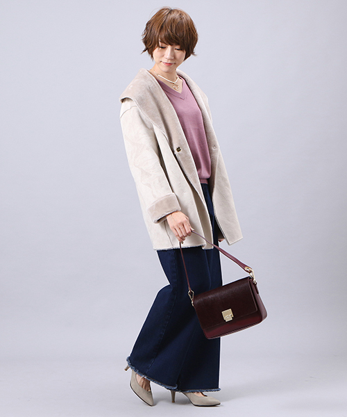 RIVE DROITE（リヴドロワ）の「抜き衿エコムートンコート（ムートンコート・レディース・ライトグレー/チャコール/ライトベージュ・ﾌﾘ-）」の16枚目の写真