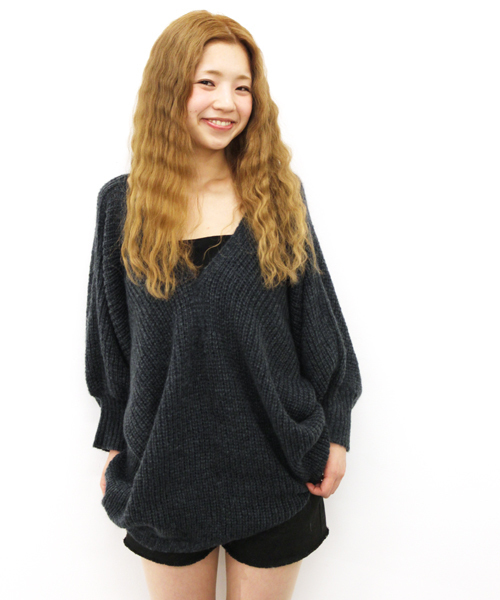 Kastane（カスタネ）の「バックリボンチュニック（ニット/セーター・レディース・ベージュ/ネイビー/ピンク/オレンジ・FREE）」の3枚目の写真