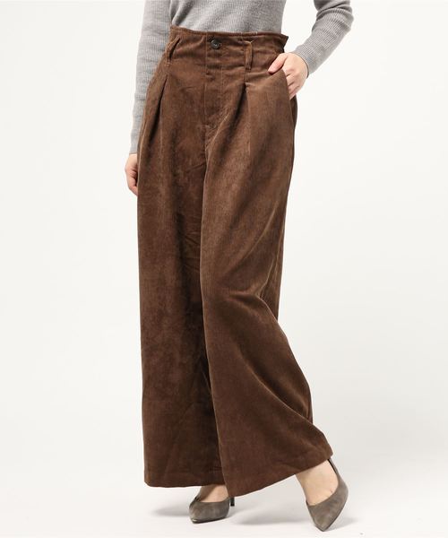 earth music&ecology（アースミュージックアンドエコロジー）の「・ハイウエストコーデュロイワイドパンツ（その他パンツ・レディース・ブラック/ピンク/ブラウン/グレイッシュベージュ・FREE）」の7枚目の写真