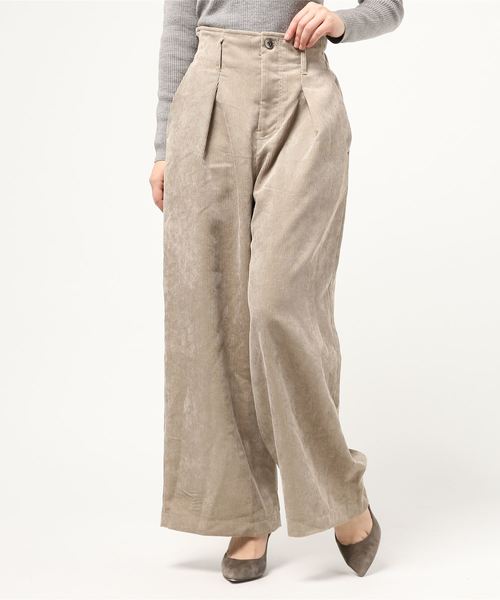 earth music&ecology（アースミュージックアンドエコロジー）の「・ハイウエストコーデュロイワイドパンツ（その他パンツ・レディース・ブラック/ピンク/ブラウン/グレイッシュベージュ・FREE）」の4枚目の写真