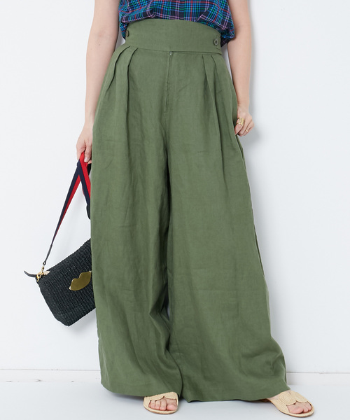 AMERICAN RAG CIE（アメリカンラグシー）の「AMERICAN RAG CIE リネンワイドパンツ（その他パンツ・レディース・ブラック/ベージュ/バーガンディー/オリーブ・M）」の3枚目の写真