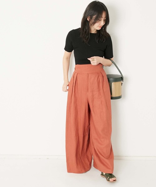 AMERICAN RAG CIE（アメリカンラグシー）の「AMERICAN RAG CIE リネンワイドパンツ（その他パンツ・レディース・ブラック/ベージュ/バーガンディー/オリーブ・M）」の5枚目の写真