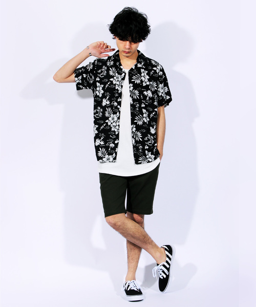 8(eight)(エイト)の「アロハシャツ 半袖 花柄 レーヨン(シャツ/ブラウス・メンズ・ホワイト/ホワイト×ブラック/ブラック/ブラック×ホワイト・MEDIUM/LARGE/X-LARGE)」の7枚目の写真