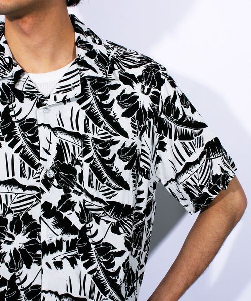 8(eight)(エイト)の「アロハシャツ 半袖 花柄 レーヨン(シャツ/ブラウス・メンズ・ホワイト/ホワイト×ブラック/ブラック/ブラック×ホワイト・MEDIUM/LARGE/X-LARGE)」の13枚目の写真