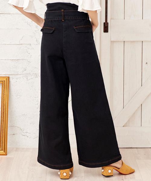 Girly Doll（ガーリードール）の「リボンベルト　ストレッチワイドパンツ（デニムパンツ・レディース・ワンウォッシュ/ホワイト/ダークインディゴブルー/インディゴブルー/ブラック・FREE）」の16枚目の写真